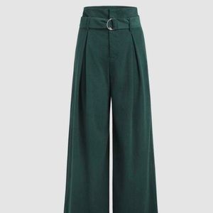 Emerald green wide leg velvet pants